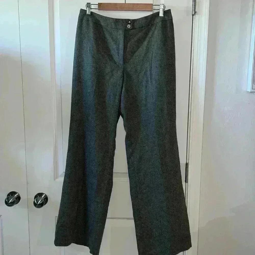 Oscar De La Renta Wide Leg 100% Wool Trousers